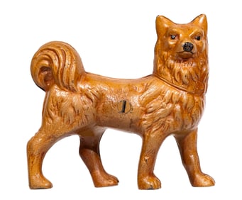 Scarce Painted Husky - Cast Iron Bank