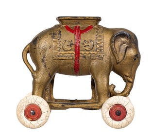Circus Elephant on Wheels - Cast Iron Bank