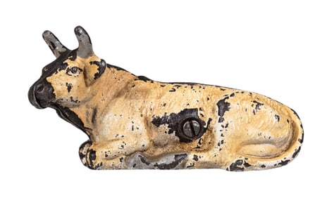 Rare Recumbent Holstein Cow - Cast Iron Bank