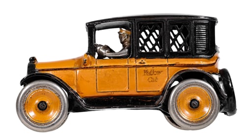 Yellow Cab Rare Body Type with Bold Stripe - Cast Iron Bank