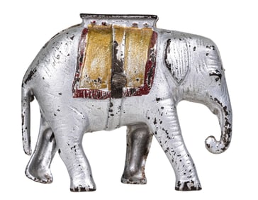 Silver Stiff-Legged Elephant - Cast Iron Bank