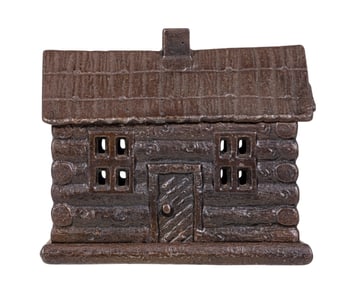 Cabin with Shake Roof - Cast Iron Bank