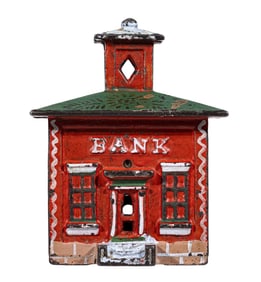 Red & Green Medium Cupola - Cast Iron Bank