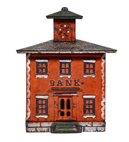 Large Red Cupola - Cast Iron Bank