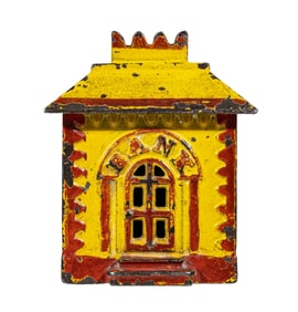 Yellow & Red Crown - Small - Cast Iron Bank