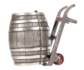 Barrel on Hand Cart - Cast Iron Bank