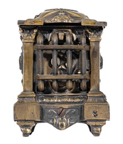 Hexagon Safe with Grill - Medium - Cast Iron Bank