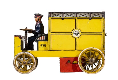 Rare Yellow Postal Truck - Tin Toy