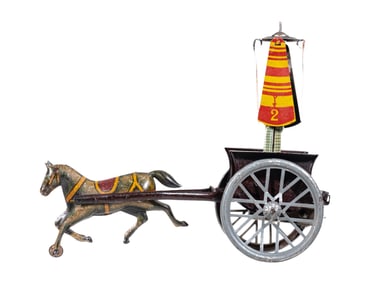 Mechanical Man in Cart - Tin Toy