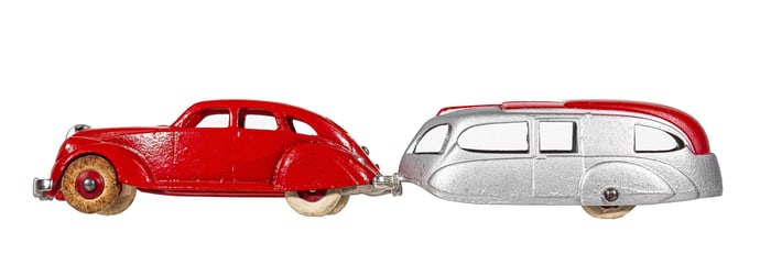 Lincoln Zephyr with Trailer - Cast Iron Toy