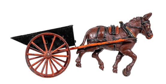Mule Drawn D. P. W. Dump Cart - Cast Iron Toy