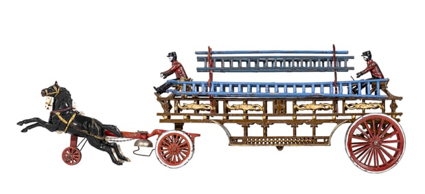 Two Horse Hook and Ladder - Cast Iron Toy
