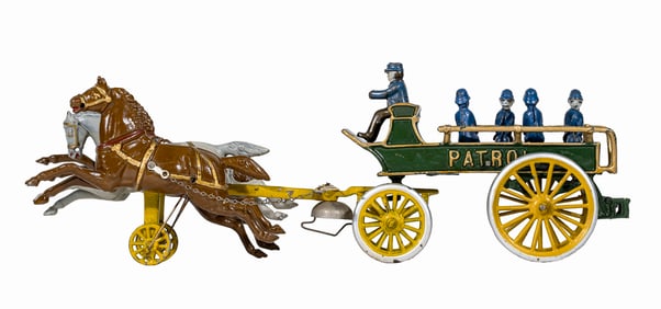 Three Horse Police Patrol Wagon - Cast Iron Toy