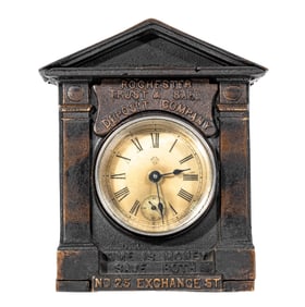 Rochester Trust & Safe Deposit Company - Scarce Building Bank with a Working Clock