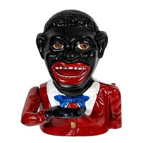 Jolly Man - Navy Blue Butterfly Tie - Cast Iron Bank