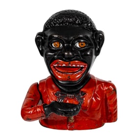 Jolly Man - Black Butterfly Bow Tie - Cast Iron Bank