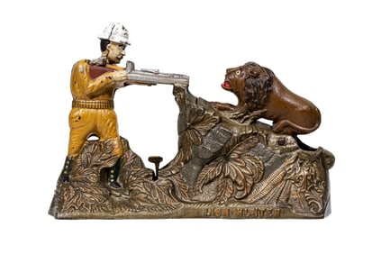 Lion Hunter - Cast Iron Mechanical Bank