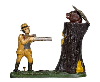 Teddy and the Bear - Cast Iron Mechanical Bank