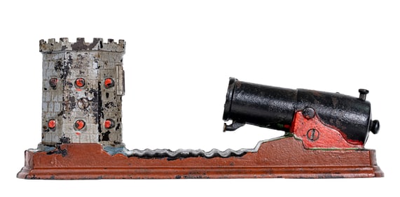 Octagonal Fort - Cast Iron Mechanical Bank