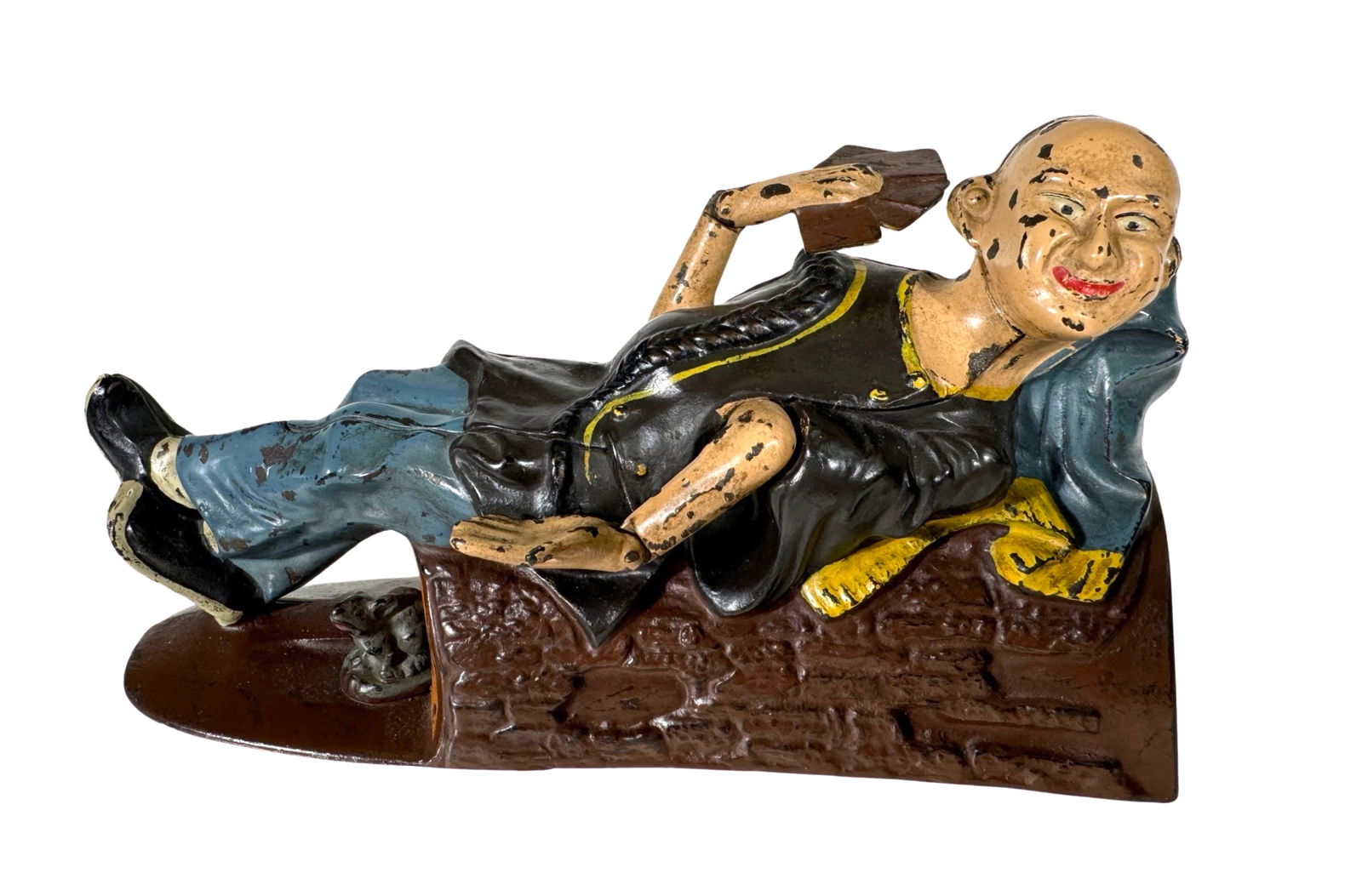 Reclining Chinaman - Cast Iron Mechanical Bank: J. & E. Stevens Company. Cromwell, Connecticut - 1890's.
