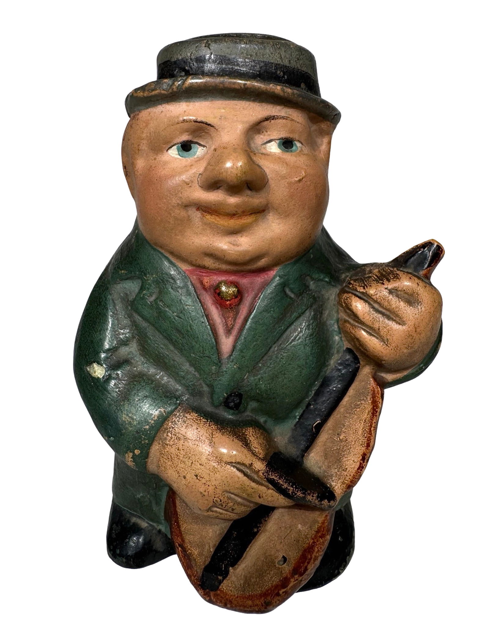 Bass Playing Musician Bank: German - 1920 - 5 1/2" Tall. Made of Earthenware.