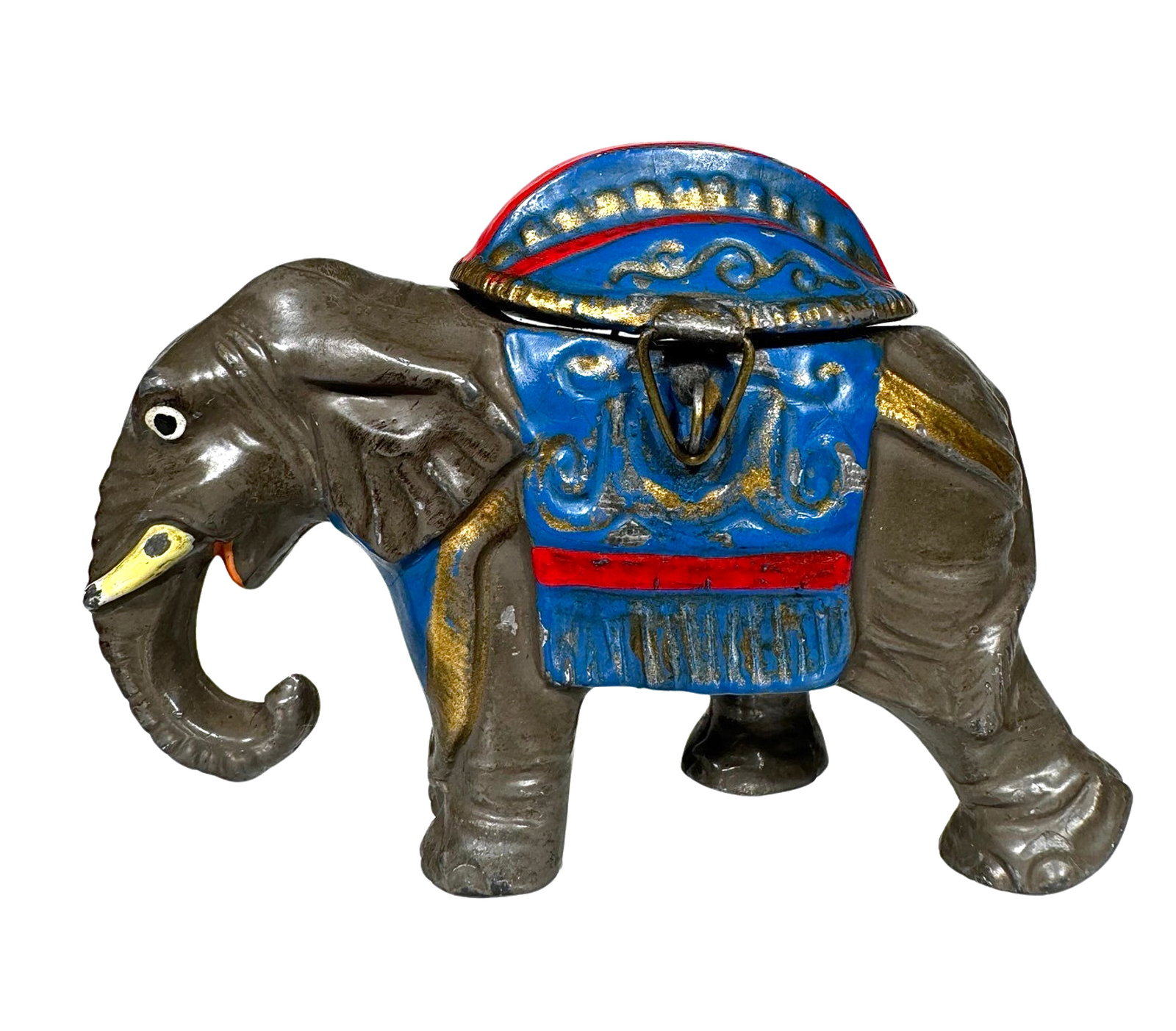 Elephant with Howdah - Spelter Bank: German - 1930 - 4 1/4" Long.