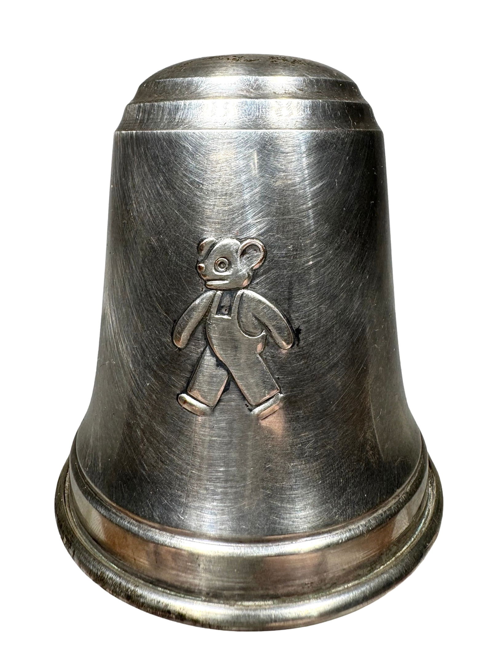 Cylindrical Bank: Hallmarked "HF". Continental - 1920 - 3 3/4" Tall. Made of Sterling Silver.