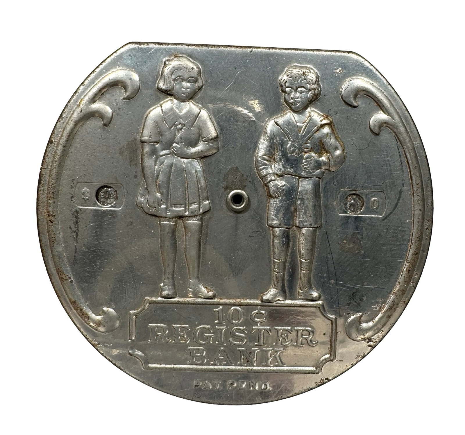 Boy and Girl 10¢ Register Bank: Large Figures. American - 1930's.