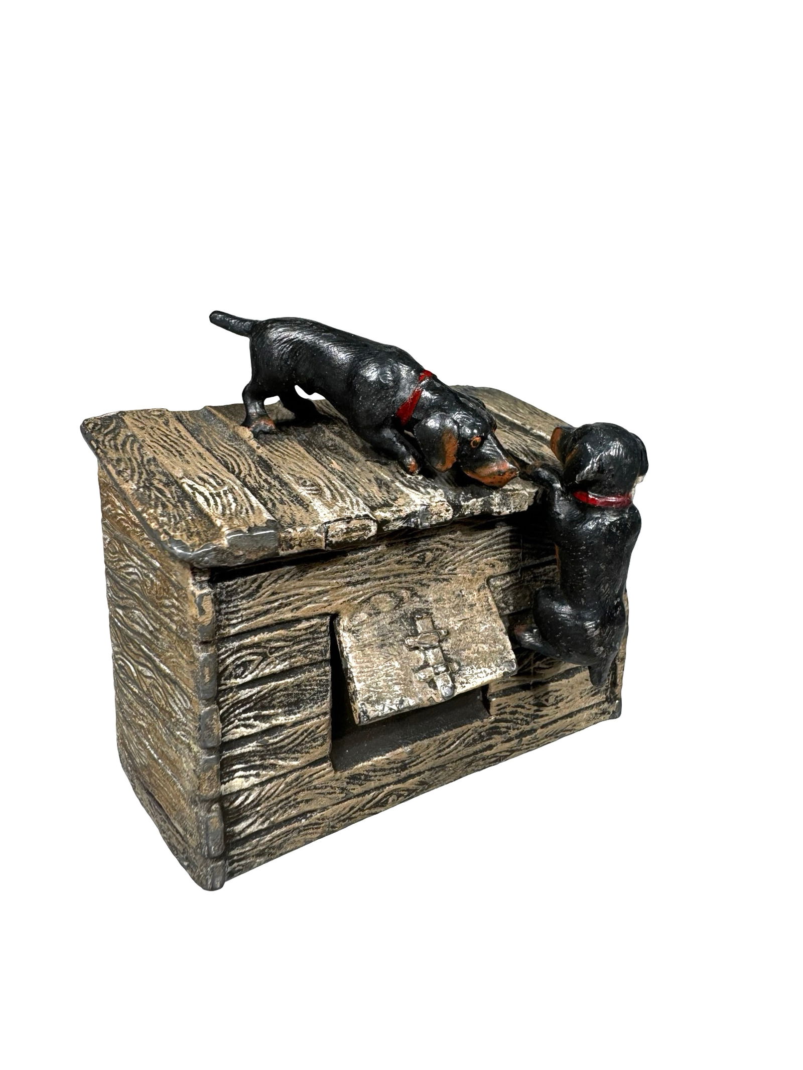 Dachshund Pups on Doghouse - Spelter Bank (1 of 7)