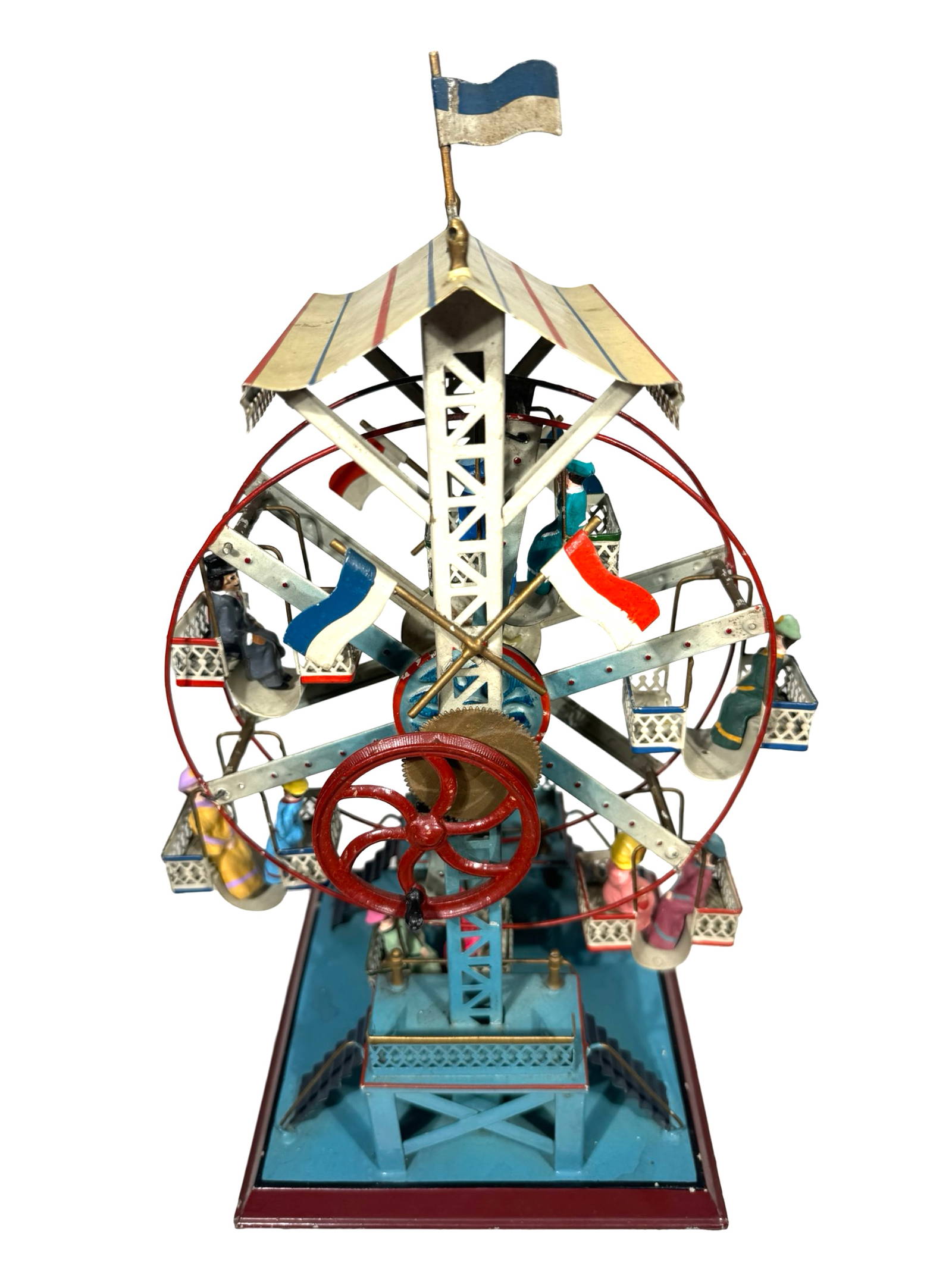 Deluxe Painted Ferris Wheel Toy Rare Example With Twoseat Gondolas