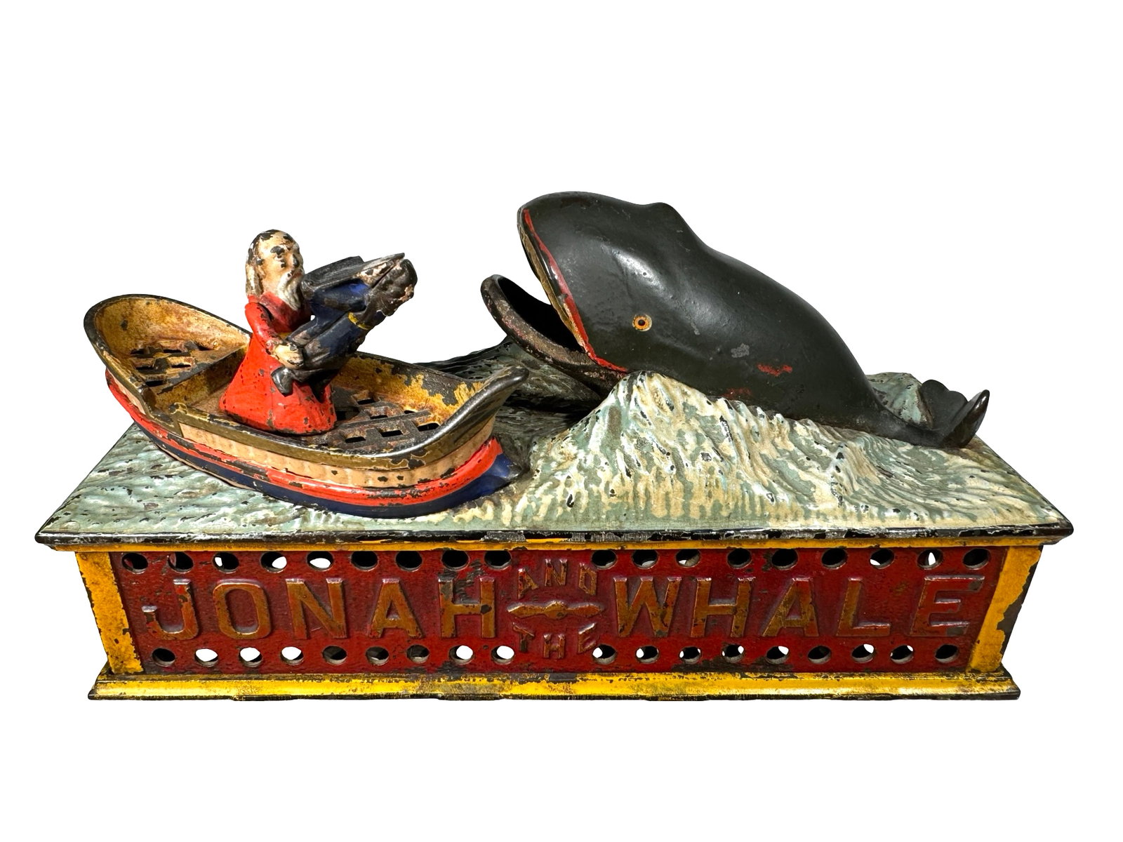 Jonah and the Whale - Iron Mechanical Bank: Made by Shepard Hardware Company. Buffalo, New York - Circa Late 1880's.