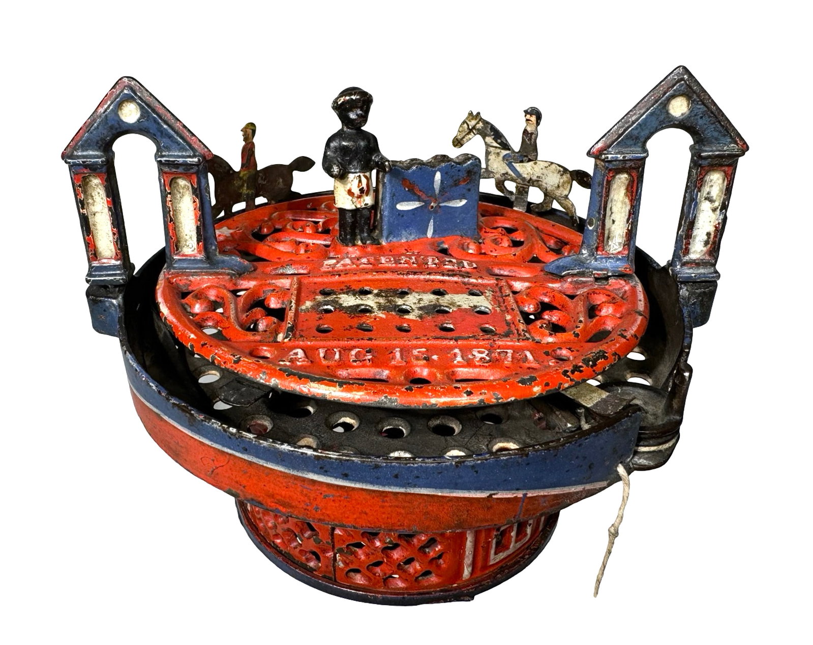 Horse Race - Straight Base - Iron Mechanical Bank: J. & E. Stevens Company. Cromwell, Connecticut - 1870's.