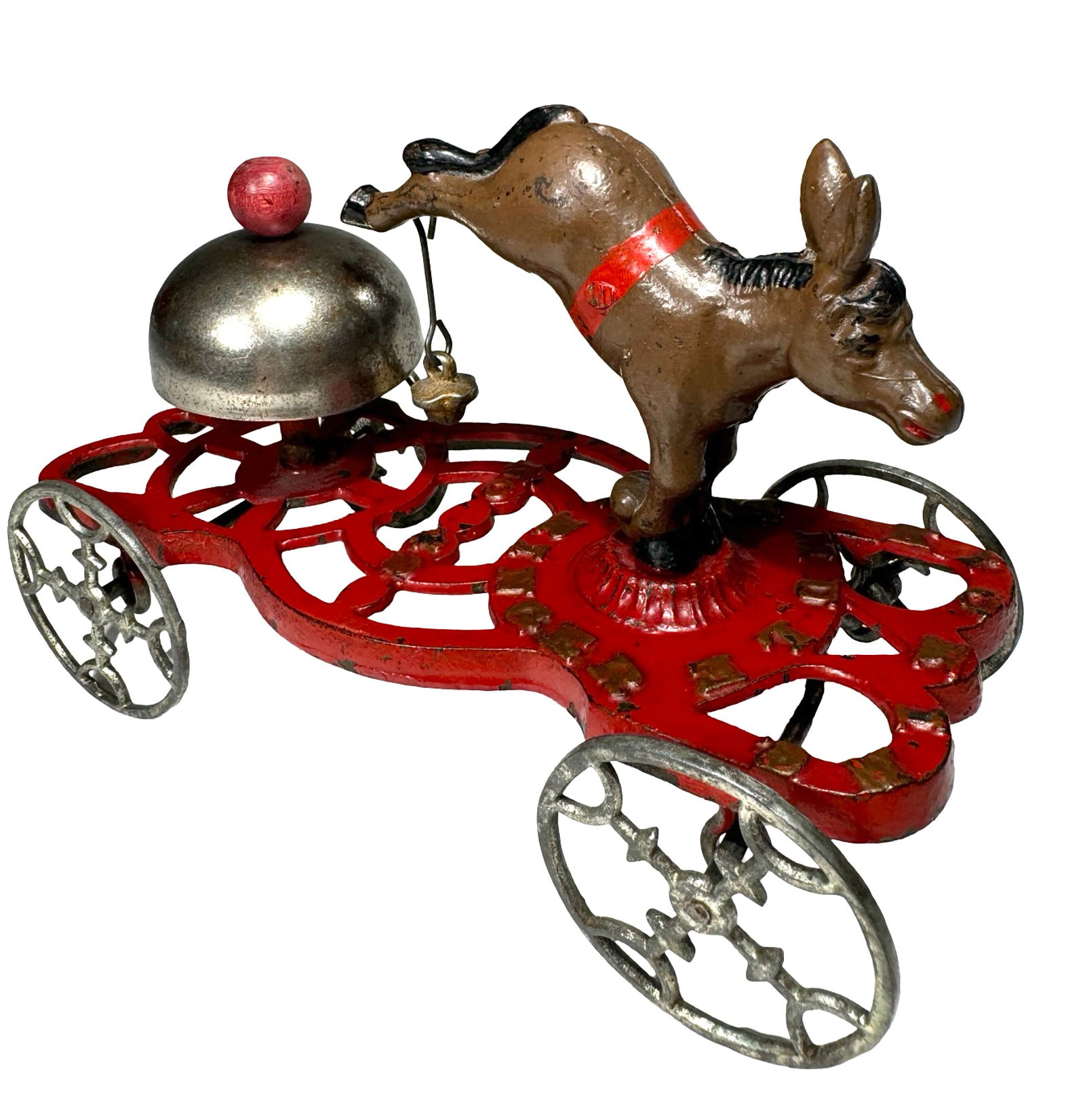 Kicking Mule Bell Ringer: Made by the Gong Bell Company. East Hampton, Ct. - Circa 1895. During the 1870's, political cartoonist Thomas Nast helped to popularize the donkey as a symbol for the Democratic Party. However, its or