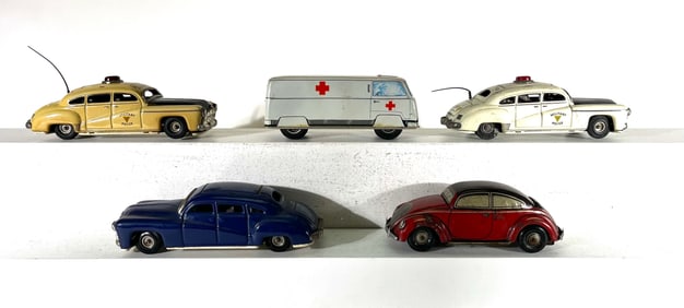 Five Tinplate Friction Autos