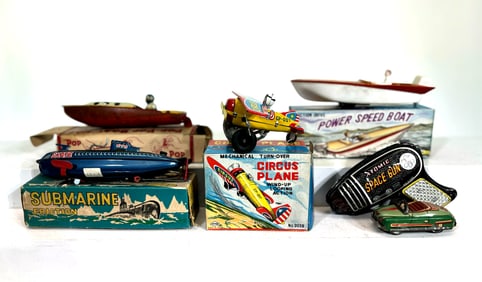 Six Tinplate Toys