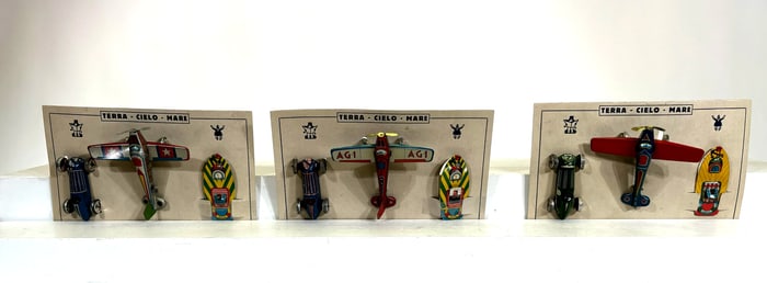 Three Cards with Nickel Toys