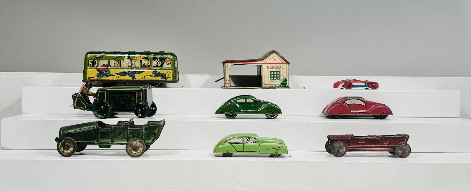 Thirteen Penny Toy / Wind up Vehicles: Mostly German / Some Maybe Japanese. 1920's to 1950's.