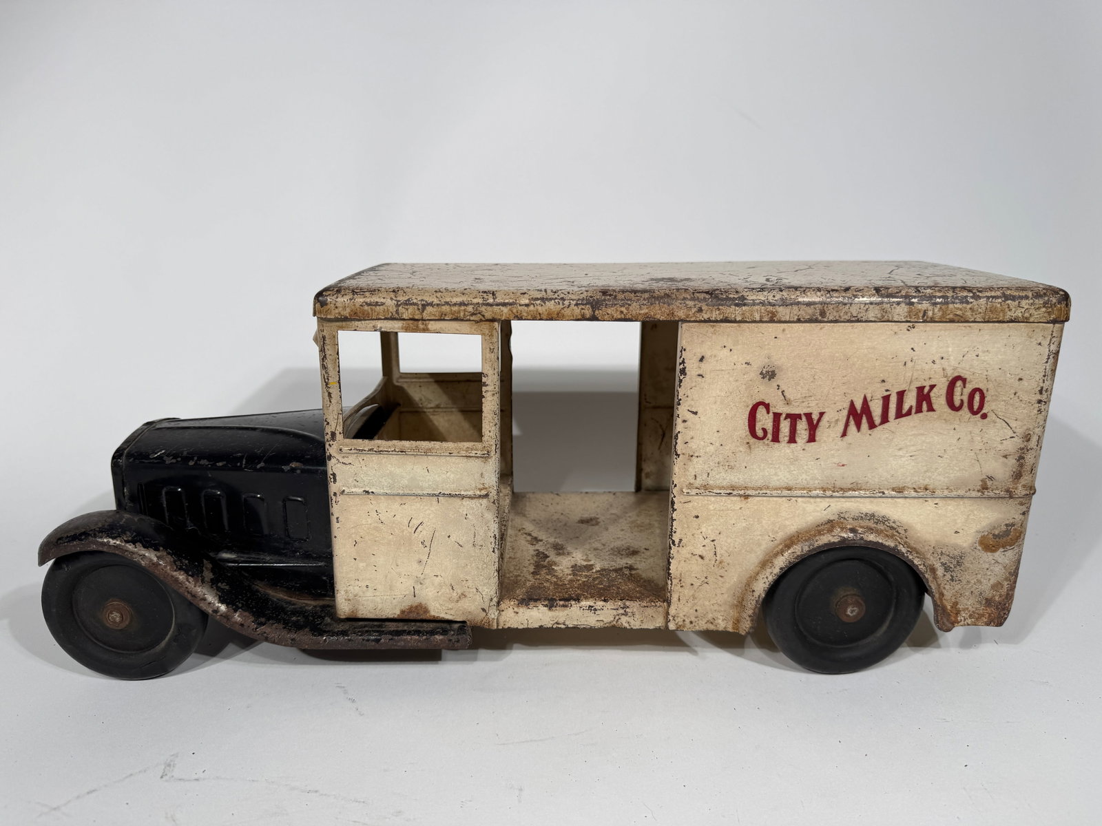 "City Milk Co." Truck: Made by Steelcraft Toys. Cleveland, Ohio - 1930's - 18" Long.