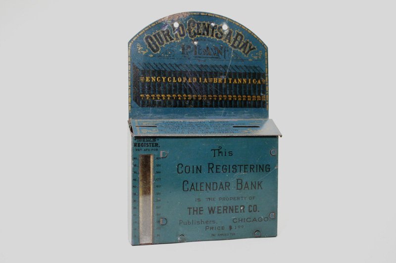 Coin Registering Calendar Bank Still Bank: Made by The Werner Co. Chicago, Illinois – Circa 1895 Material: Tin