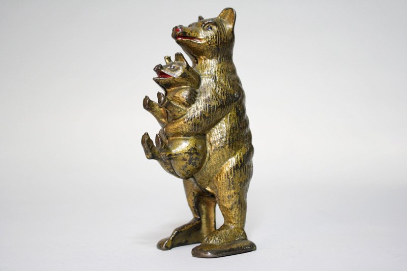 Bear Stealing Pig Still Bank: Made by A. C. Williams Ravenna, Ohio – Circa 1890 Material: Cast Iron