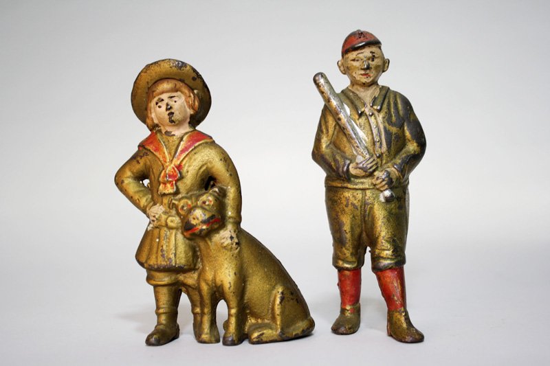 Lot: Baseball Player and Buster Brown Still Bank: Made by A. C. Williams Ravenna, Ohio – Circa 1910 Material: Cast Iron