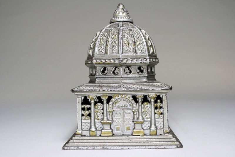 Columbia Administration –Second Largest Still Bank: Made by Kenton Hardware Kenton, Ohio – Circa 1895 A superior example of the bank. Material: Cast Iron