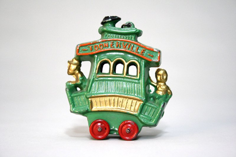 Toonerville Trolley Wind Up Toy: American – Circa 1925 We believe Barclay Mfg made this toy. The toy is 3 ½” long and in virtually mint condition. Material: Pot Metal
