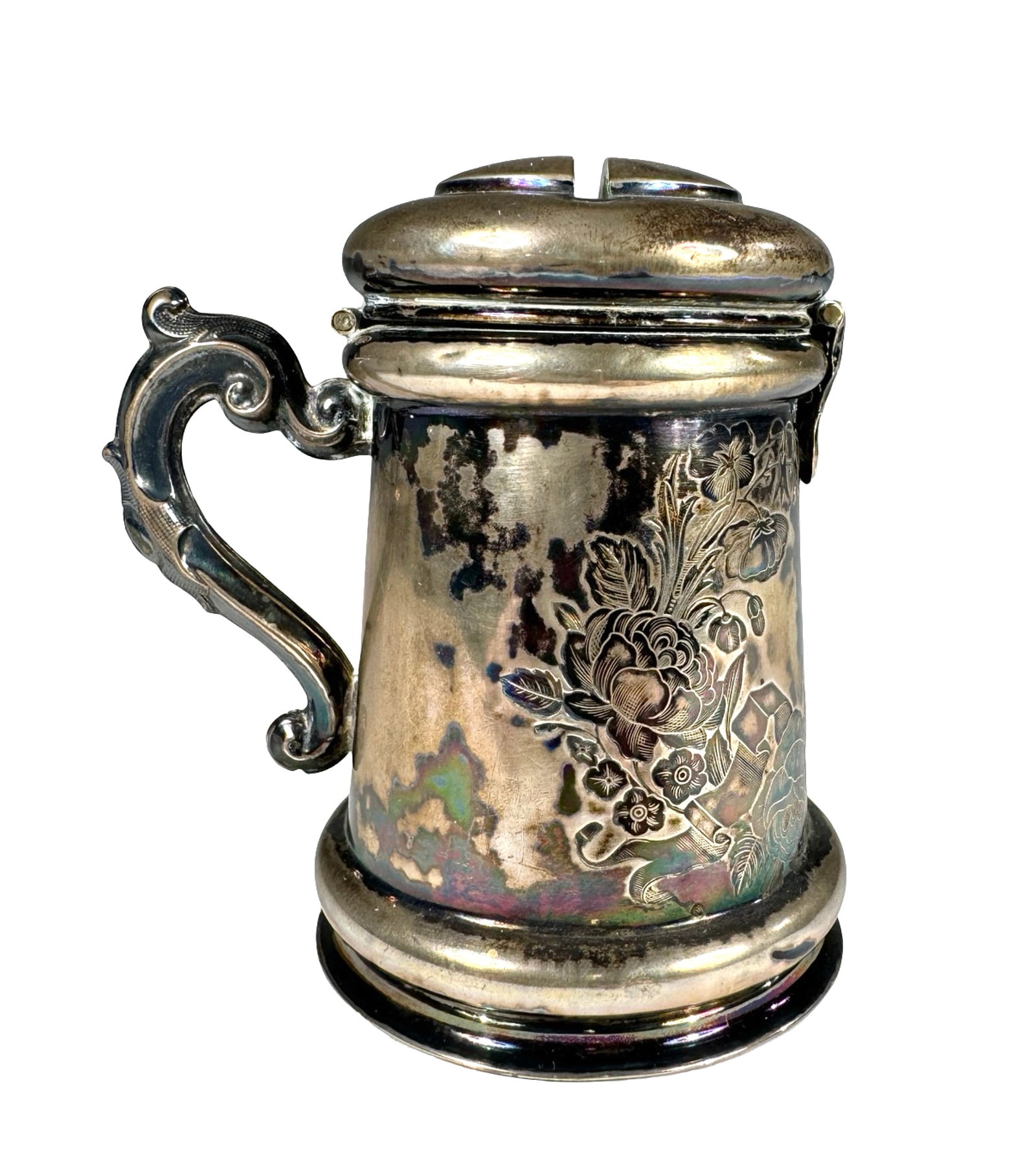 Stein with Floral Motif Bank: Made in Germany circa 1920's. 3 3/8" Tall.