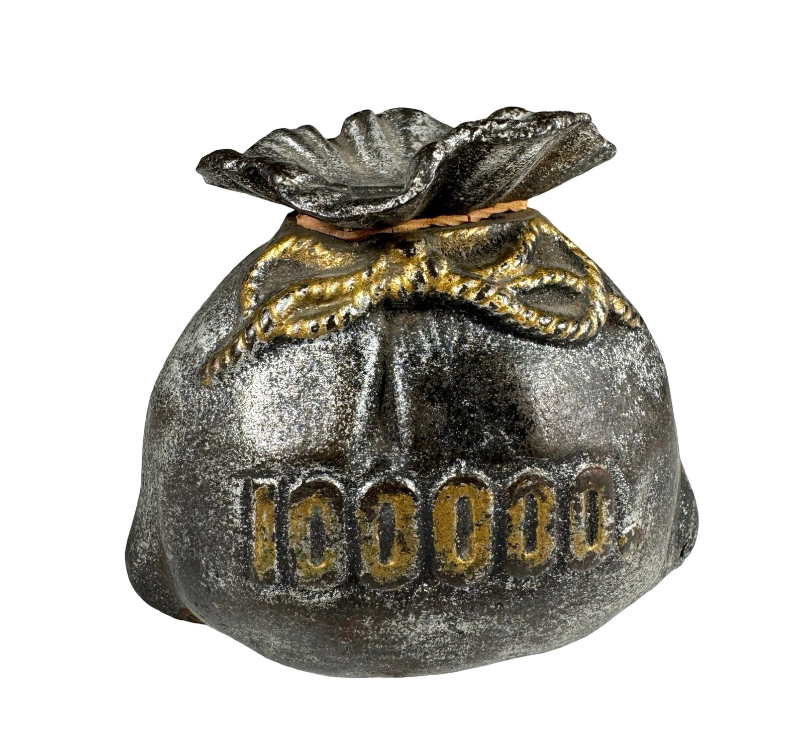 $100,000 Money Bag Bank: Made in Austria circa 1920's. 4 1/4" Long.