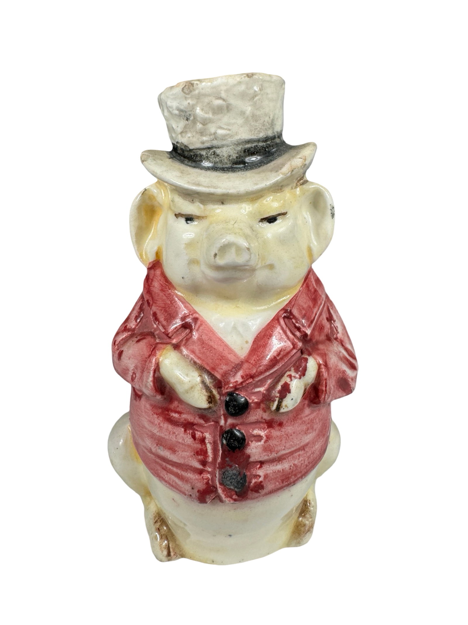 Pig with Hat Bank: Made in Austria circa 1910's. 5" Tall.