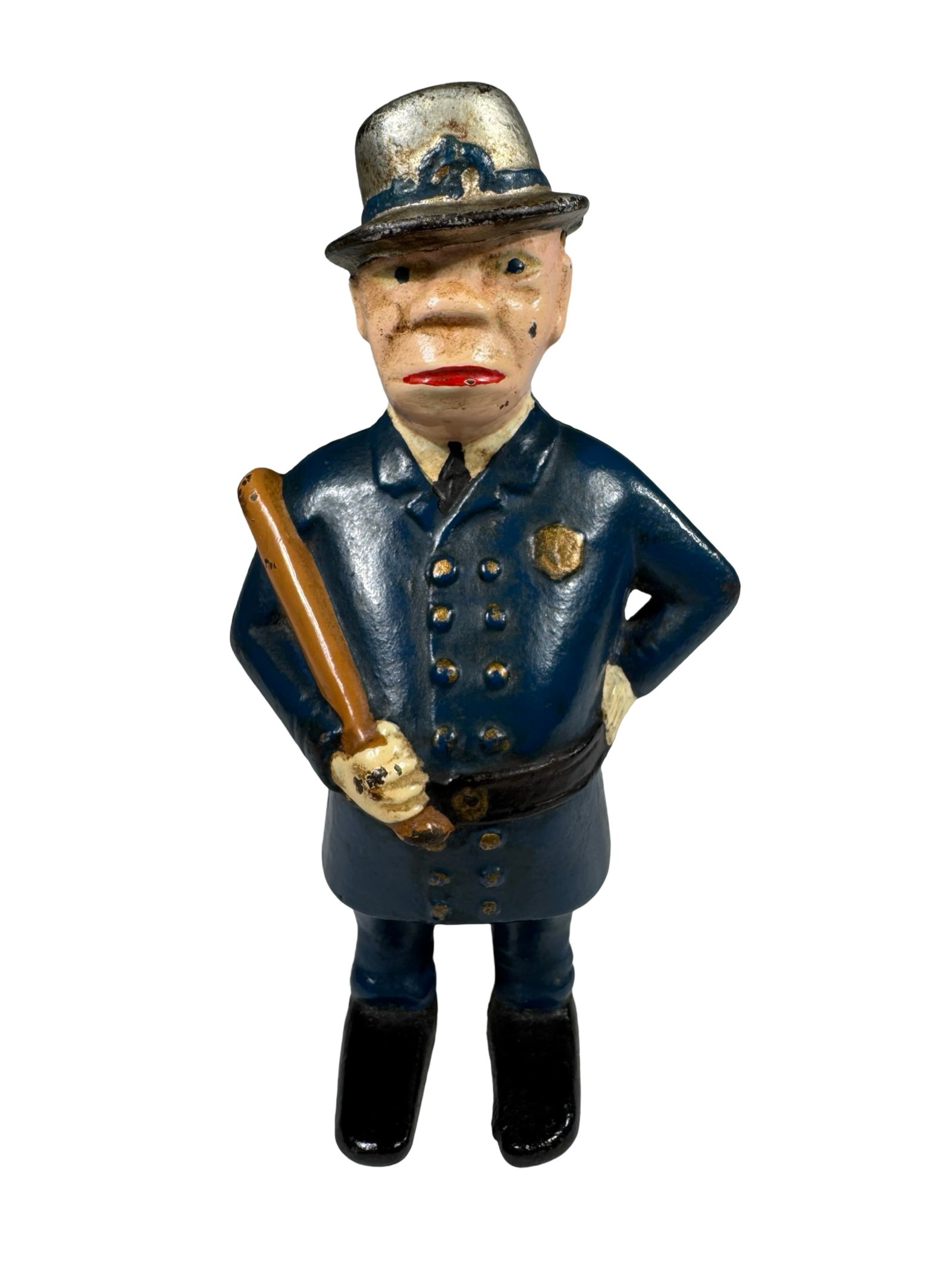 Mulligan Cop with Advertising: Advertisement for "Bennett & Fish". Made by A. C. Williams Company. Ravenna, Ohio circa 1915. 6" Tall.