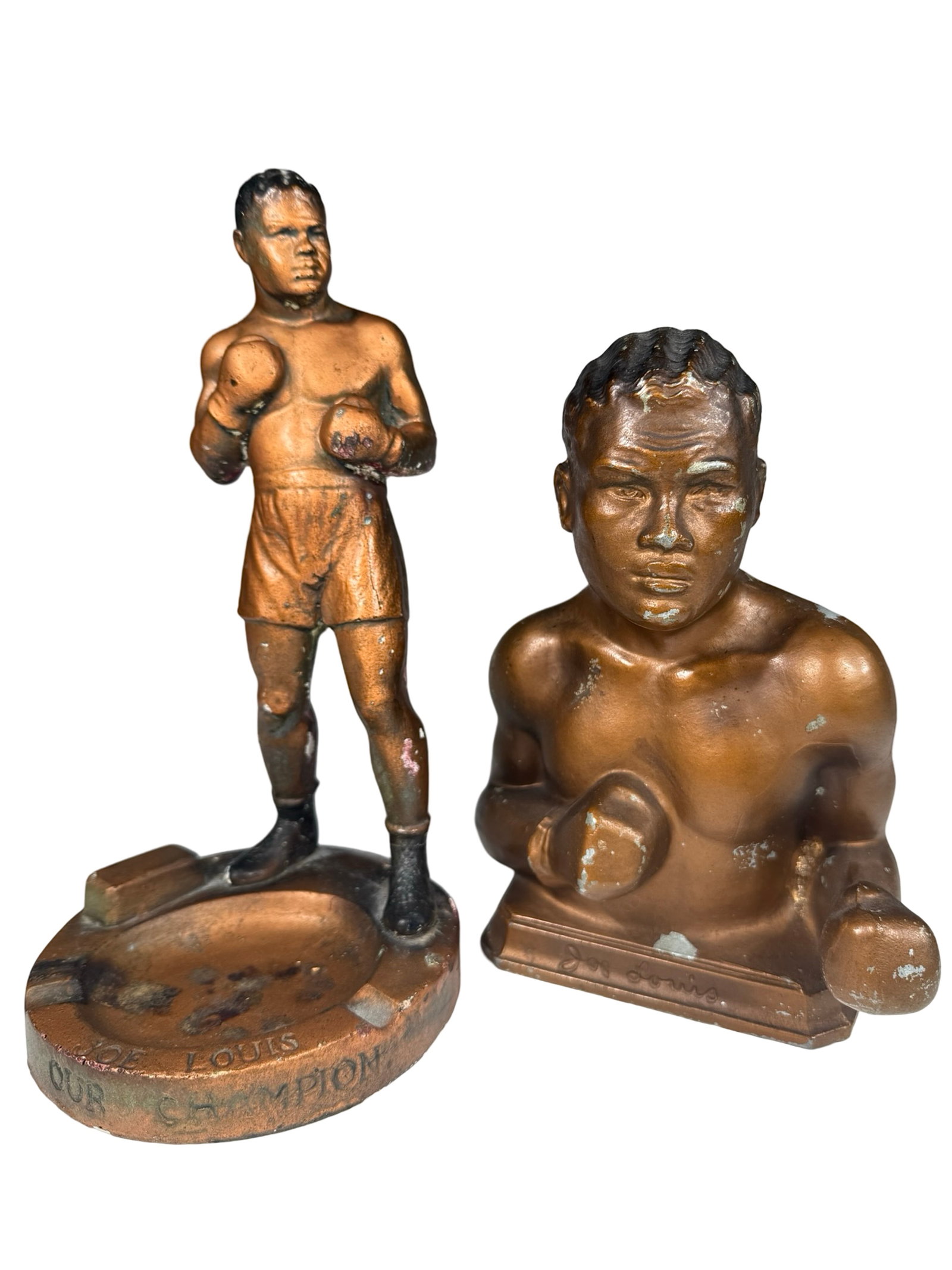 Joe Lewis Bank & Ash Tray: American - 1935 - 6 3/4" Tall / 9" Tall.