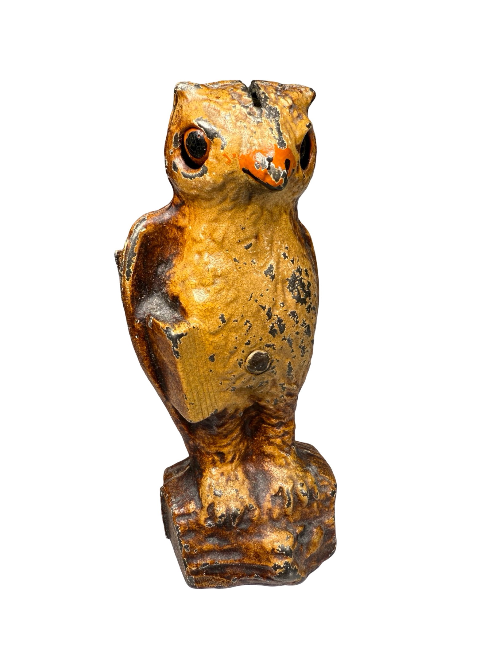 Owl, Slot in Head - Cast Iron Mechanical Bank: Kilgore Mfg. Company. Westerville, OH - 1930's.