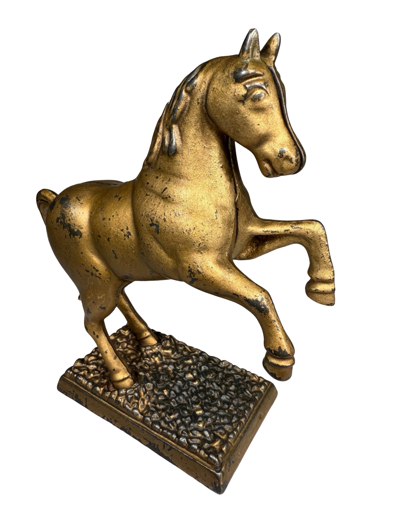 Horse on Pebbled Base Bank: A. C. Williams. Ravenna, OH - 1920's. 7 1/4" Tall.